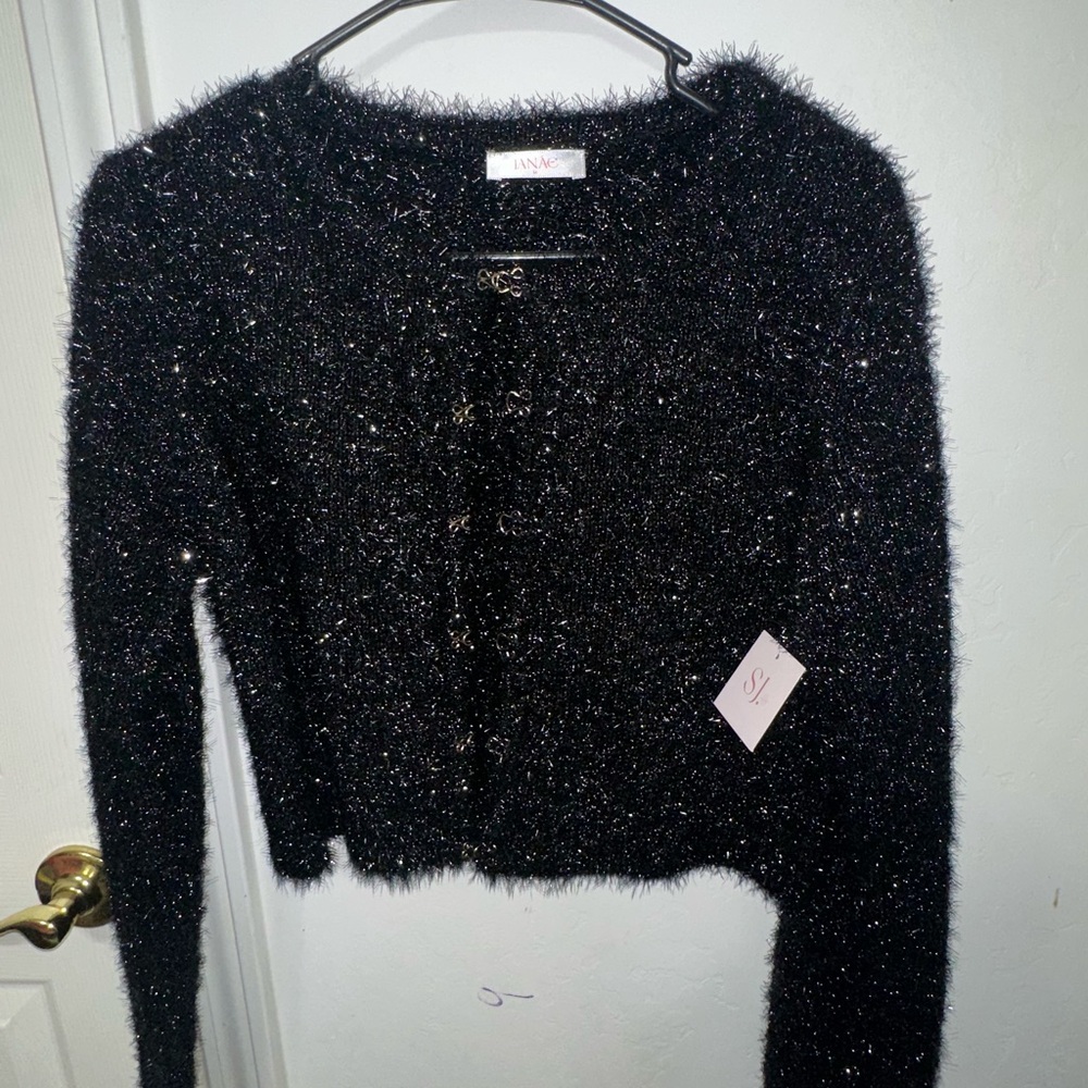 Black Fuzzy Cardigan Sweater
